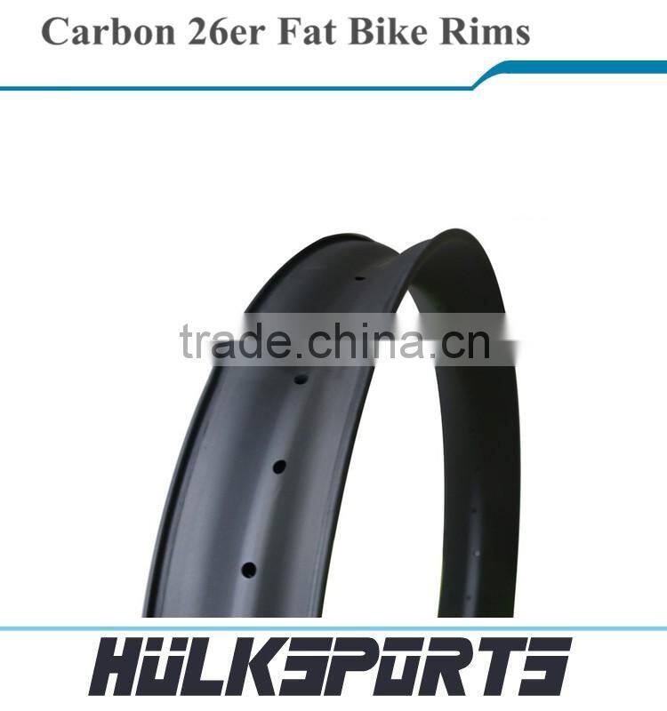 High-end 26er fat bike carbon wheelset 3K/UD 80 mm fatbike rims 18mm profile depth carbon hooklesse/clincher mtb rim