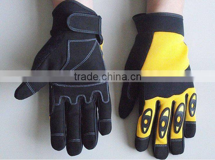 Yellow men and women Spandex finger Household, Automotive or Mechanic Work Gloves