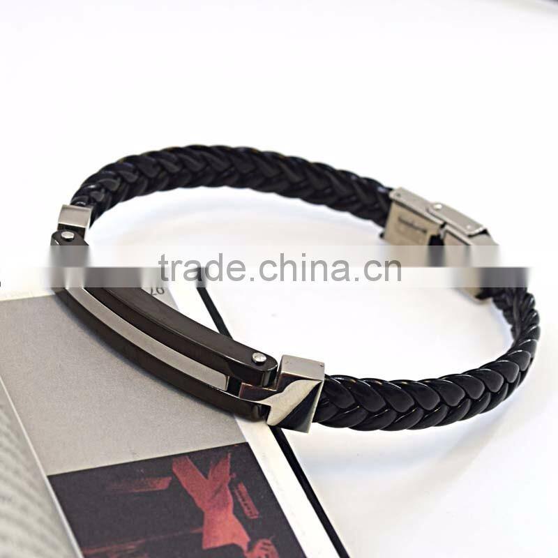 best selling products stainless steel clasp bio magnetic bracelet man leather bracelets