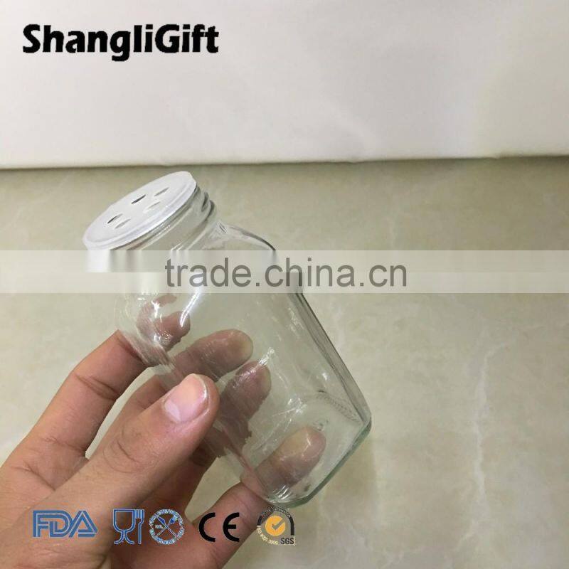 185ml clear glass spice jar pepper bottle with shaker