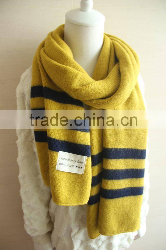 New Arrival Warm Fashion Long Striped Wool Acrylic Knitted Girls Winter Scarf