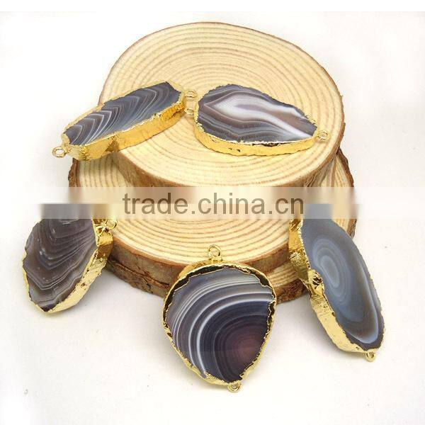 JF8607 Newest style gold plated agate geode connectors,drusy agate bar connectors