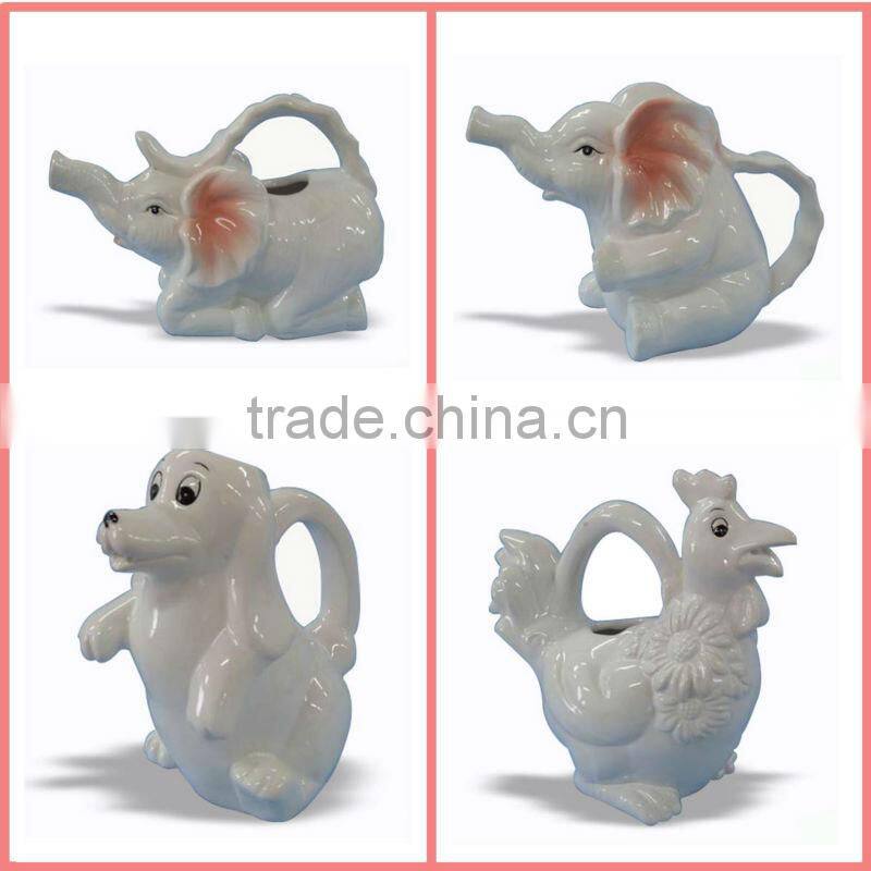 Small white ceramic flower pots stand