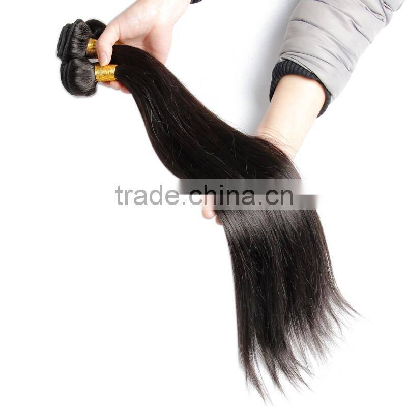 Factory Wholesale Unprocessed Brazilian Human Hair Extension, Remy Straight Natural Black Hair Weaving