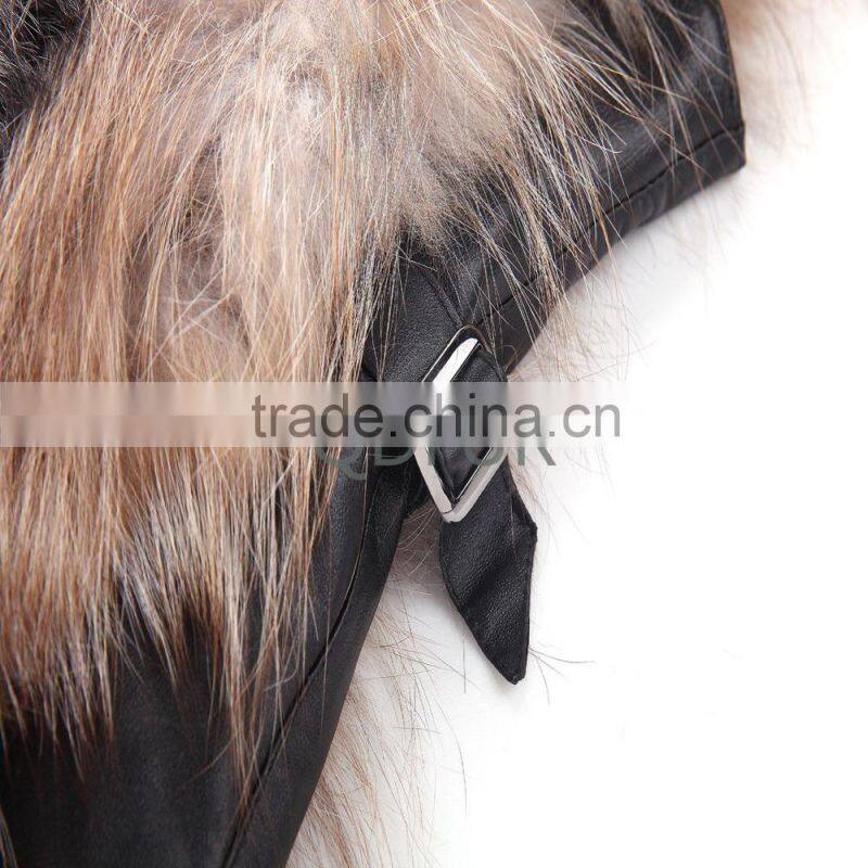 Plus Size Women Winter Real Golden Island Fox Fur with Sheep Fur Vest D001