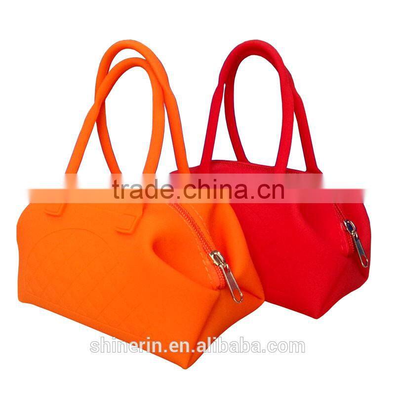 Candy Color Women Waterproof Silicone Mini Tote Coin Purses Hand Carry Money Bags With Zipper