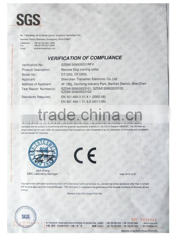 1200 meter rechargeable and waterproof multi-dog training system for 3 dogs