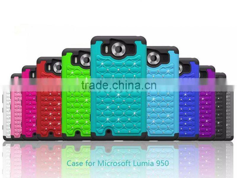 Keno Hybrid Studded Diamond Bling Case Cover for Microsoft Lumia 950