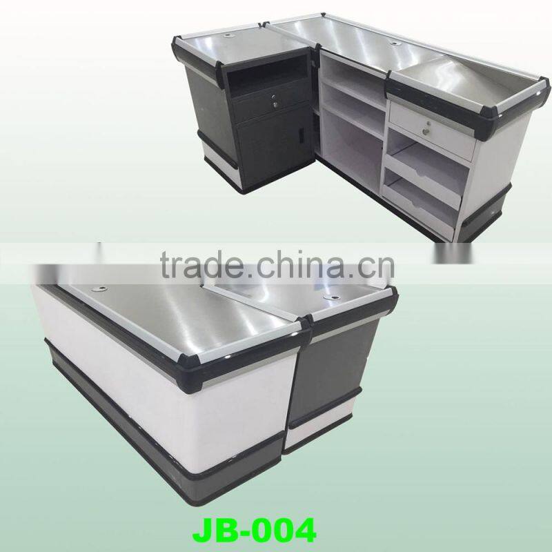 stainless steel checkout counter for supermarket and shop