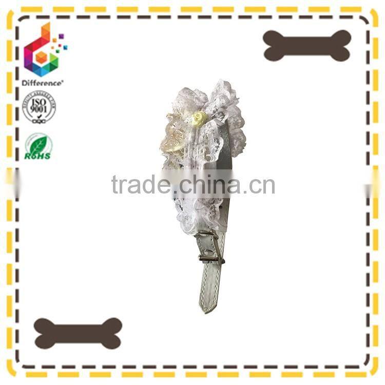 White lace PU dog collar