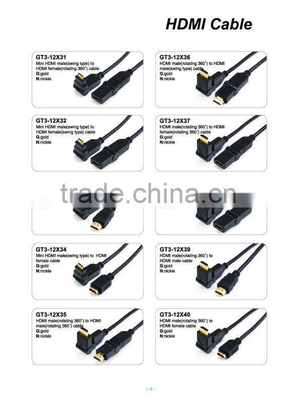 GT3-12X25 Mini HDMI male (rotating 360deg) to HDMI female (swing type) cable
