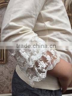 New organic 95% Cotton 5% Spandex best selling Blank white ruffles kids t shirt wholesale