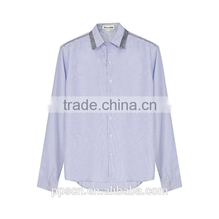 2016 New Fashion designs formal spring stand-up collar long sleeve latest men's dress shirt for men