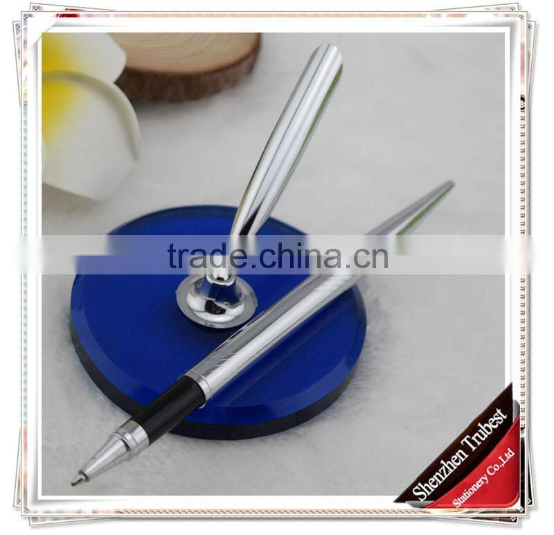 TT- 08 silver table pen with acrylic pen display stand , bank pen holder