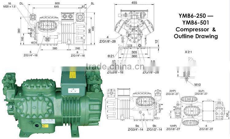 25hp YEMOO semi-hermetic cheap open bitzer screw type chiller compressor price