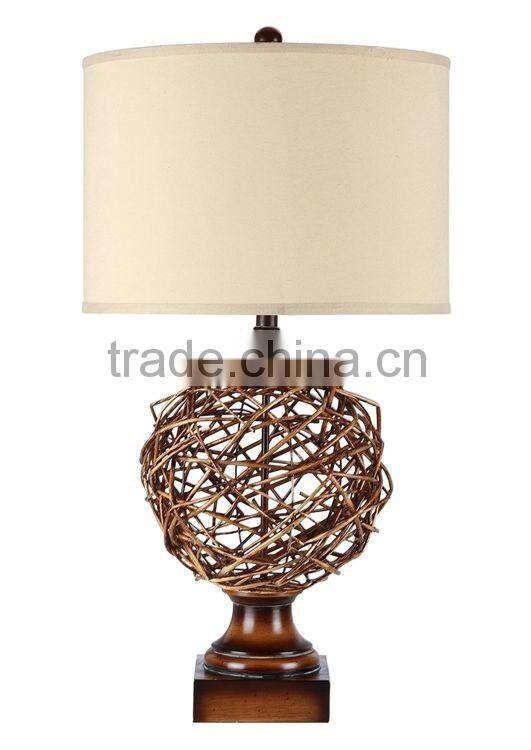 Natural Rattan and Iron Table Lamp