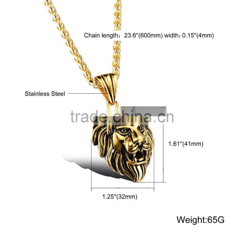 hot product trends gold necklace designs 2016 316L stainless steel lion necklace for cool men