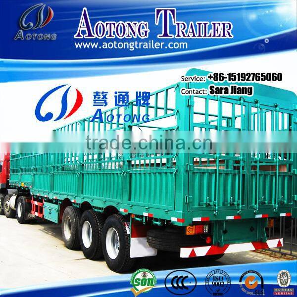 Truck trailer type 3 axles two storages 50 head cow livestock fence truck trailer/cattle transport trailer for sale