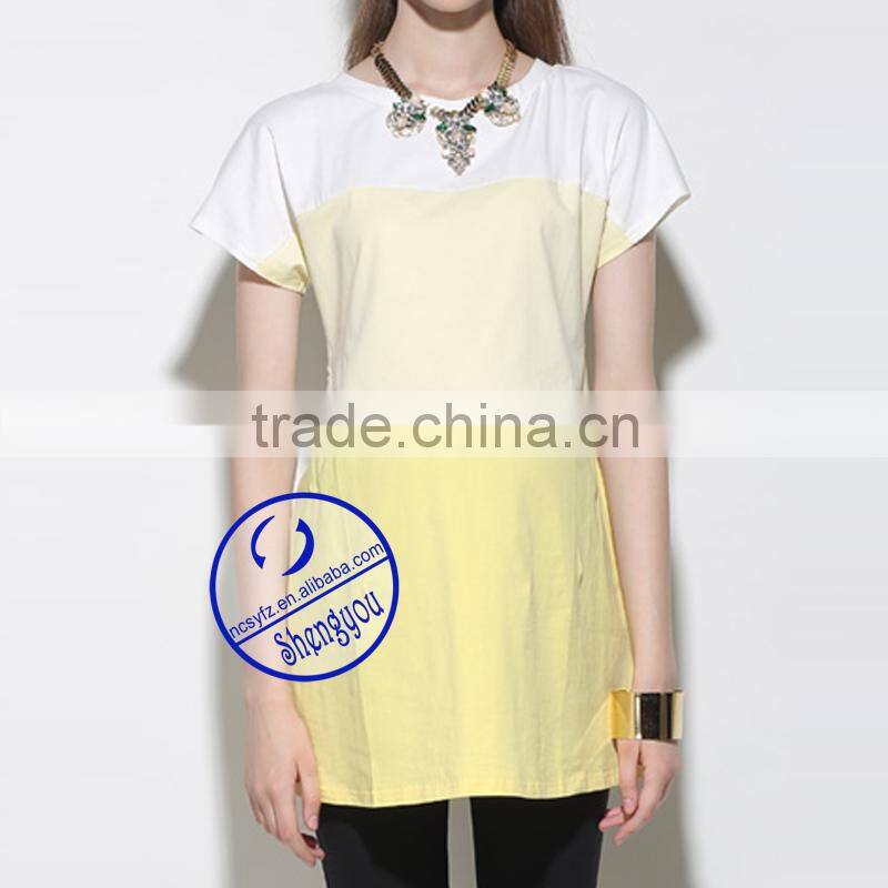 Custom spandex cotton plain long line maternity t shirt