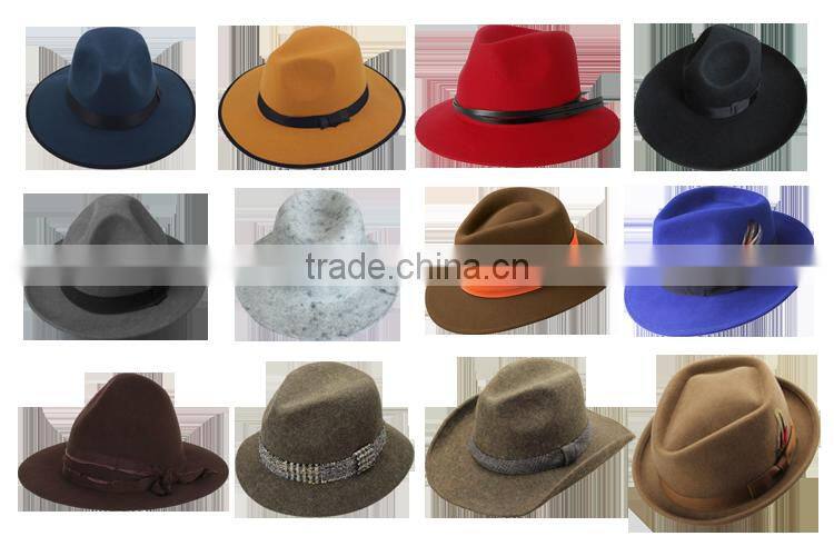 Women Fedora Wool Felt Hat With Large Brim