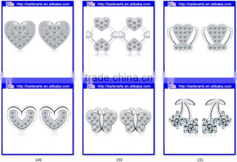 Alibaba jewelry alloy blue crystal single stone earring designs