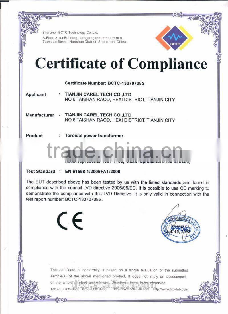 Over 35 year- CE ROHS approved, 2-year product warranty 3.2VA small toroidal power transformer for audio/radio