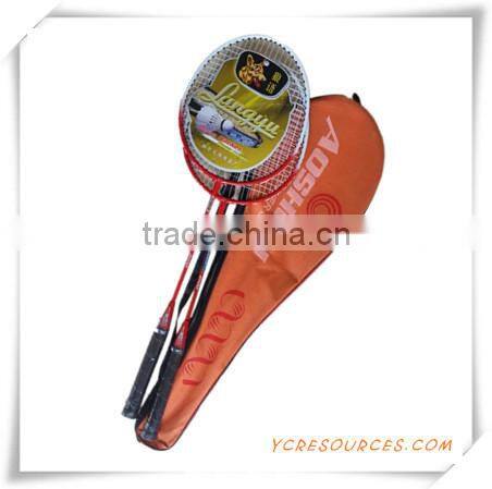 wooden handle with pvc wrapper Iron-alloy circle nylon string badminton racket(OS06001)