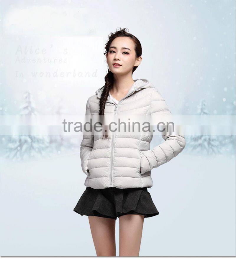 2015 sexy women slim hooded thin down coats