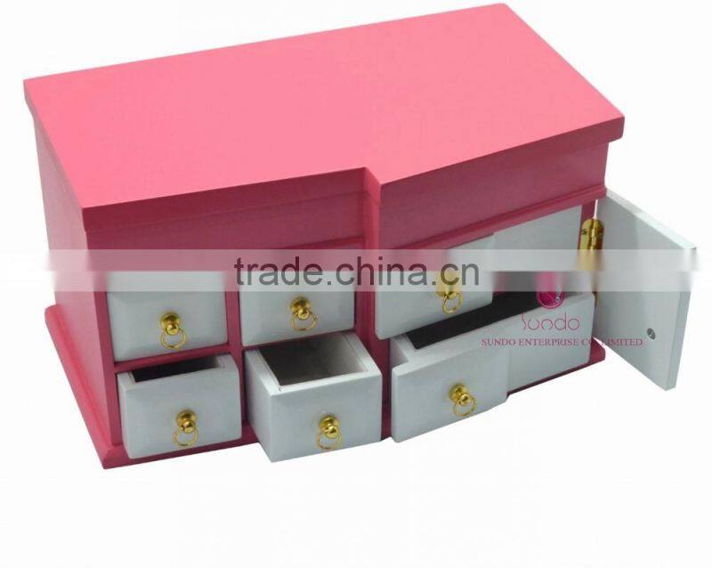 cute pink jewelry gift cabinet with mirror