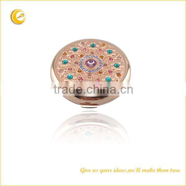 Fashionable powder compact case,makeup cosmetic powder compact with mirrors