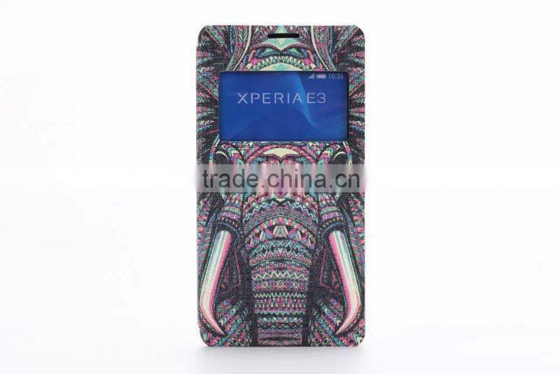 Water printing PU cell phone case For SONY E3