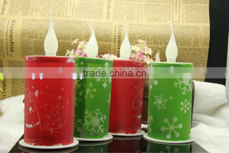 flameless led paniting christmas candle light christmas decoration