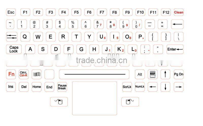 silicone rubber keyboard with touchpad,function keys and desktop