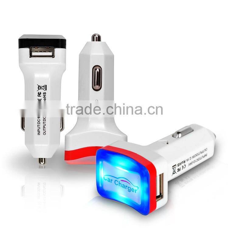 Best design 5V 2.1A 3.1A mini usb car charger adapter for Iphone Samsung