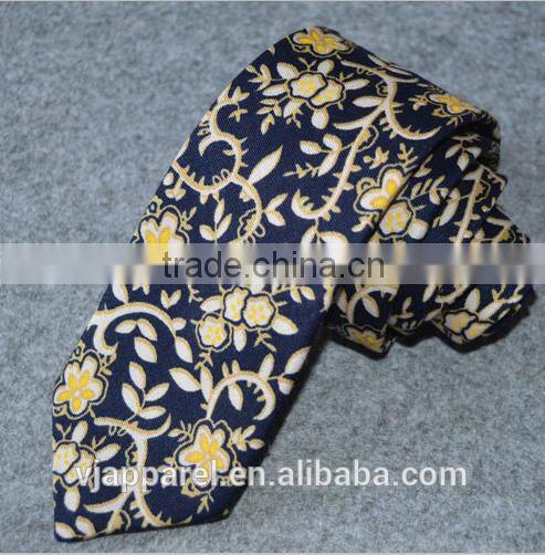 big flower pattern linen necktie, floral linen tie