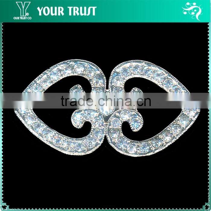 6MM 4MM 2MM Clear Cystal Rhinestone Wedding Garment Rhodium Metal Pair Buckle