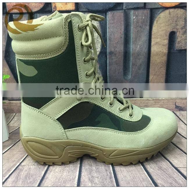 Wholesale Leather camouflage military army desert boots with zipper for man