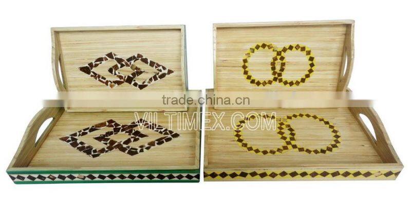 Natural bamboo with coconut serving tray