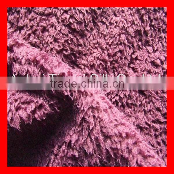 Polyester Colour Lilac Solid Dyed Sherpa Fur Fabric