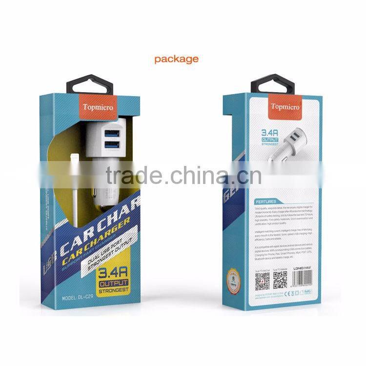 Wholesale 2016 New Highspeed 2 Port 5v 3.4A Phone Car Charger