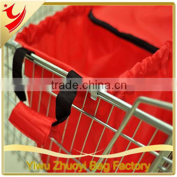 Eco-friendly Large Capacity Foldable Supermarket Cart Green Shopping Tote Bags with Hook