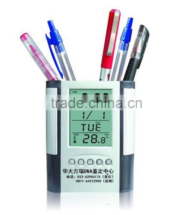 hot sale cheap digital led color change wooden pen holder clock