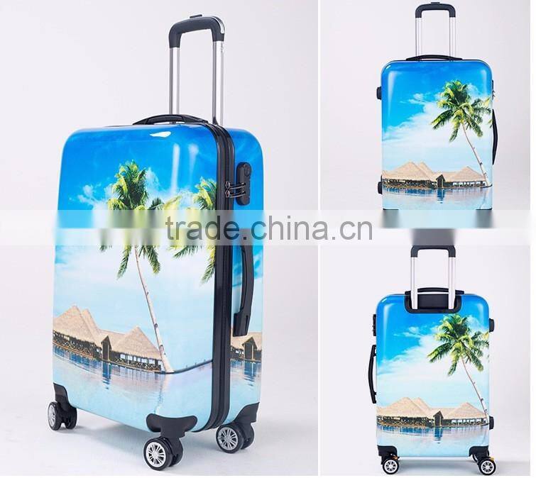 Sea Beach Resort Patterns Printed Travel Luggage PC+ABS Hardside Suitcase Sets 20'' 24'' 28''