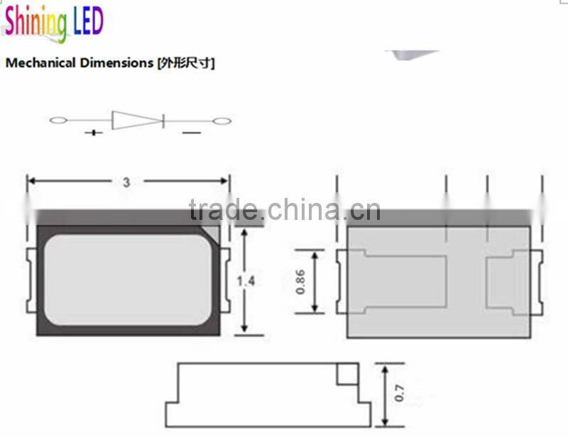 0.1Watt Natural White CCT 4000-4500K >80CRI 3014 Specifications SMD LED for Panel Light