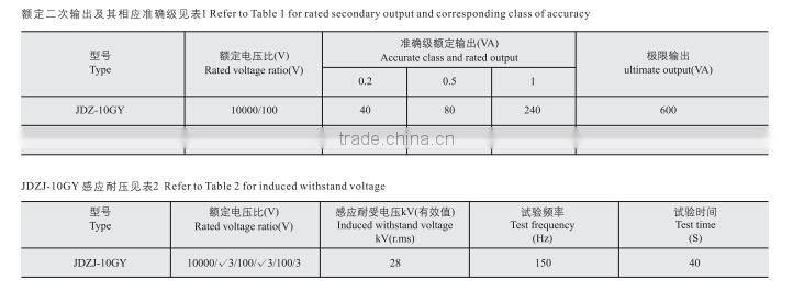 JDZ(J)-10GY 10KV 11kv Single phase Outdoor type Voltage /Potential transformer