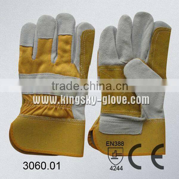 10.5" premium reinforced palm cow split leather working glove