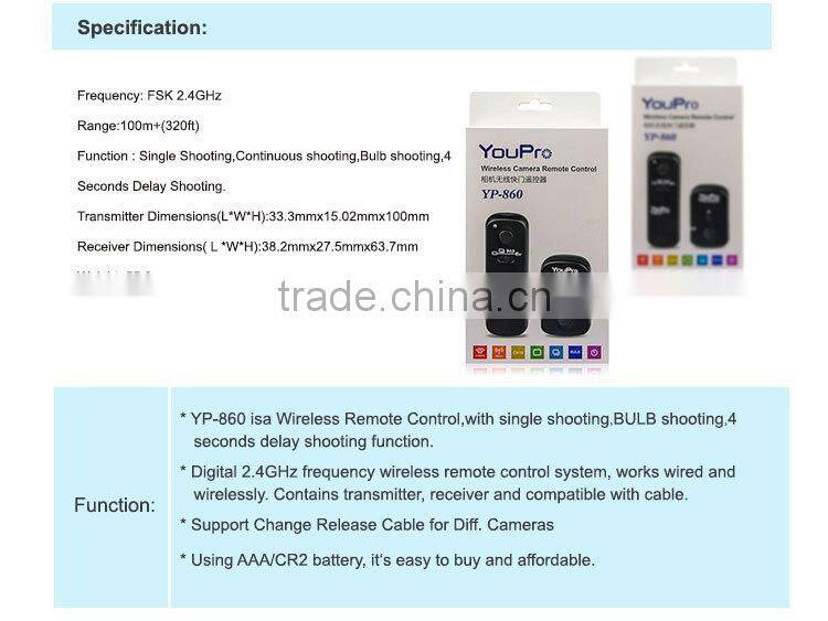 YouPro YP-860/E2 Wireless Remote Shutter Release for FUJIFILM X-M1 / FUJIFILM X-A1 / FUJIFILM XQ1 / FUJIFILM X-E2 / FUJIFILM X-T