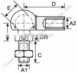 20-8-21mm white zinc plated metal Ball Joint with M6 and M5 for Gas spring