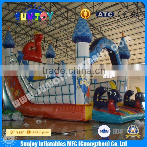 2016 china supplier children game inflatable pool water castle slide game
