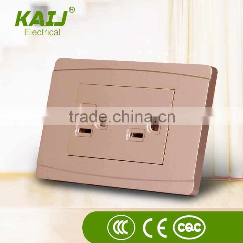 wall mount 15A 300V power electrical double pin switch socket